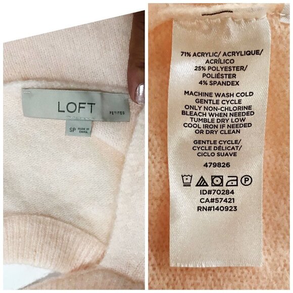 Loft pale pink sweater with Back cut out detail, Size SP - Picture 8 of 9